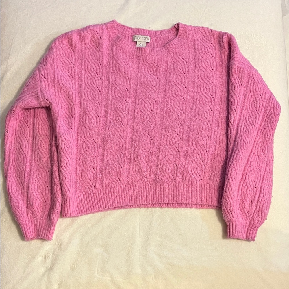 Ruby Moon Pink Cable Knit Sweater - Picture 2 of 5